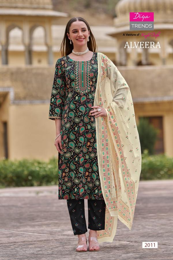 Alveera By Diya Trends Rayon Kurti With Bottom Dupatta Collection